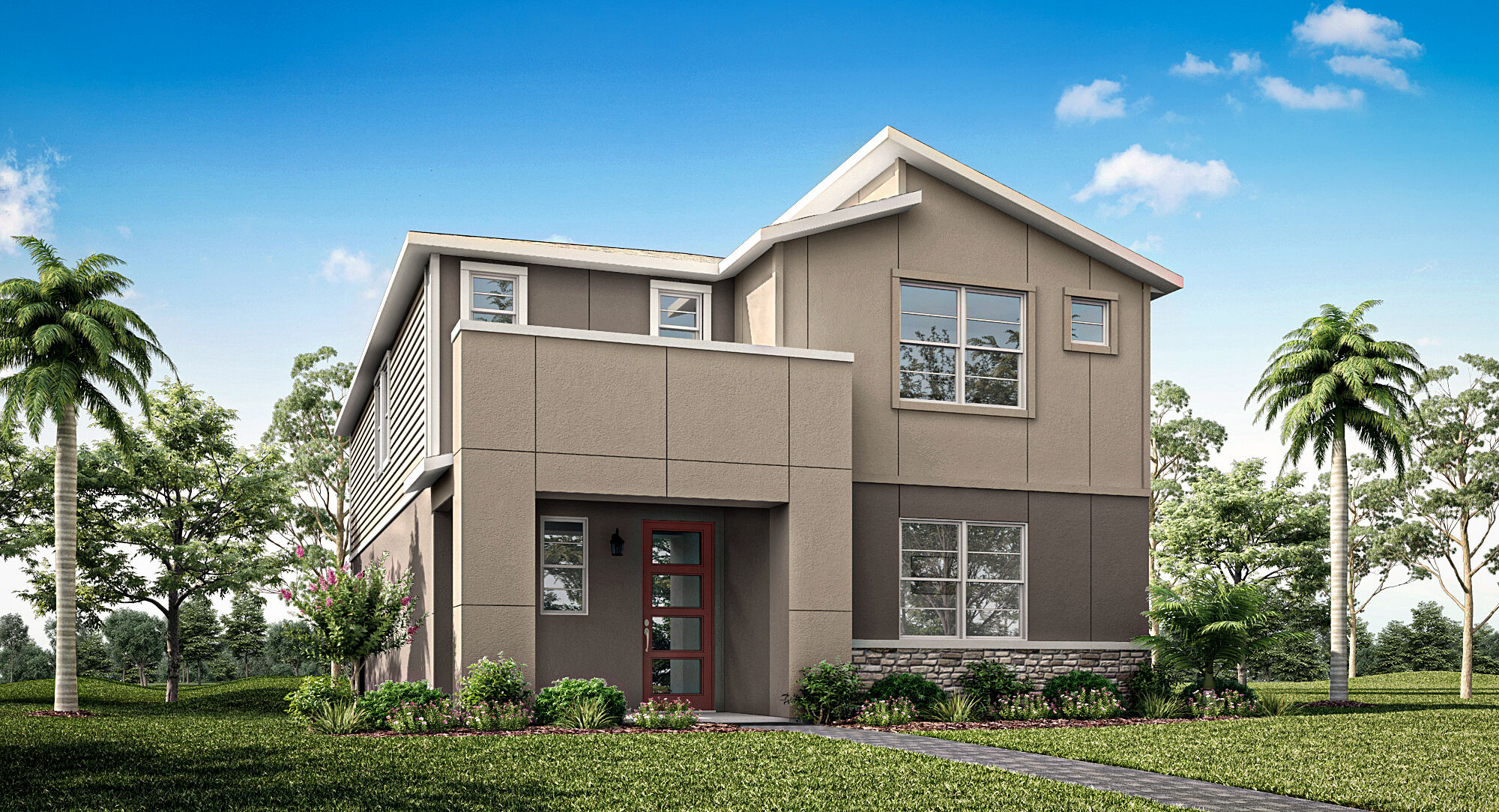  Elevation Front with window, door and exterior clapboard