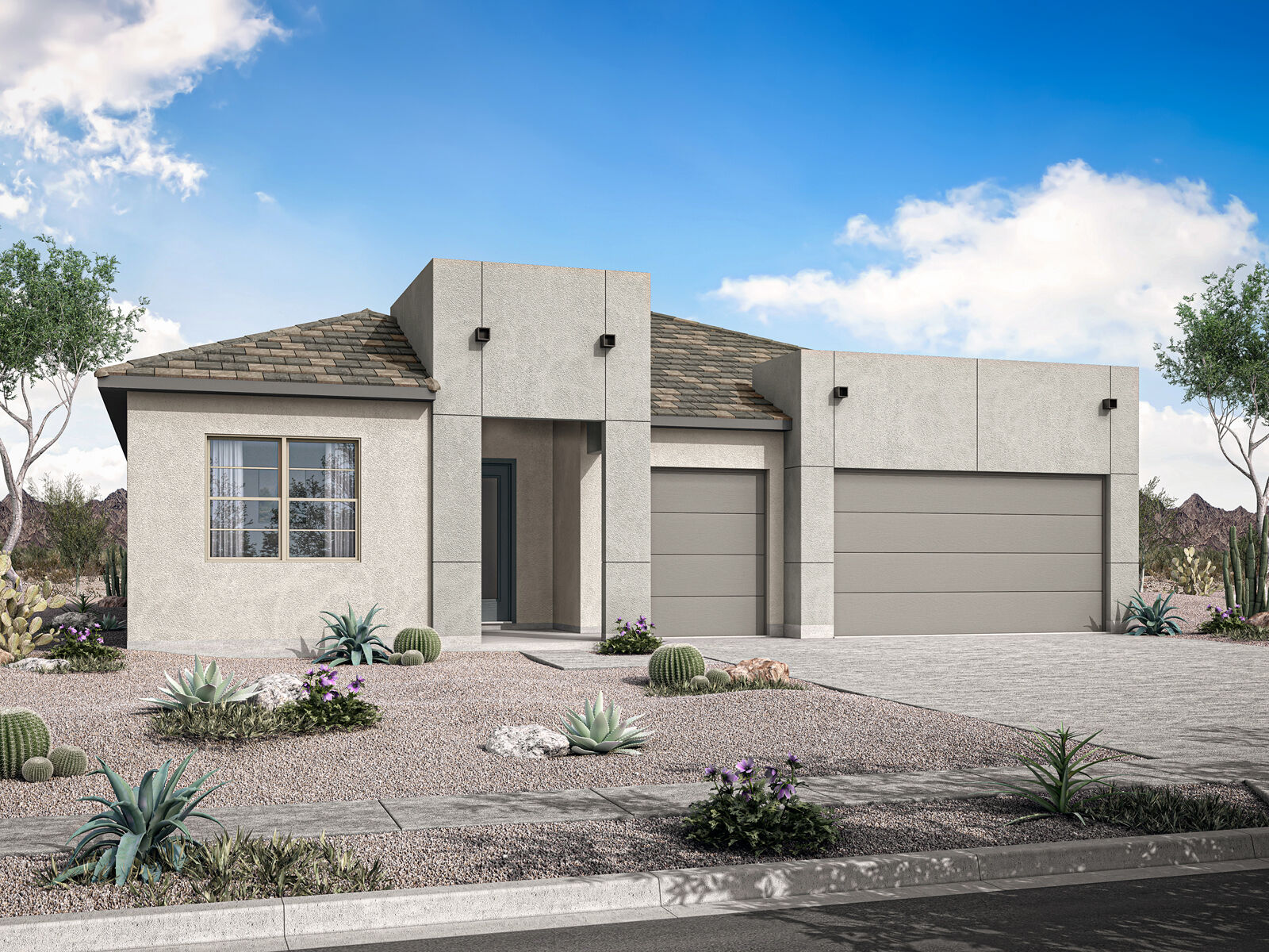 Elevation Front with garage, window and door