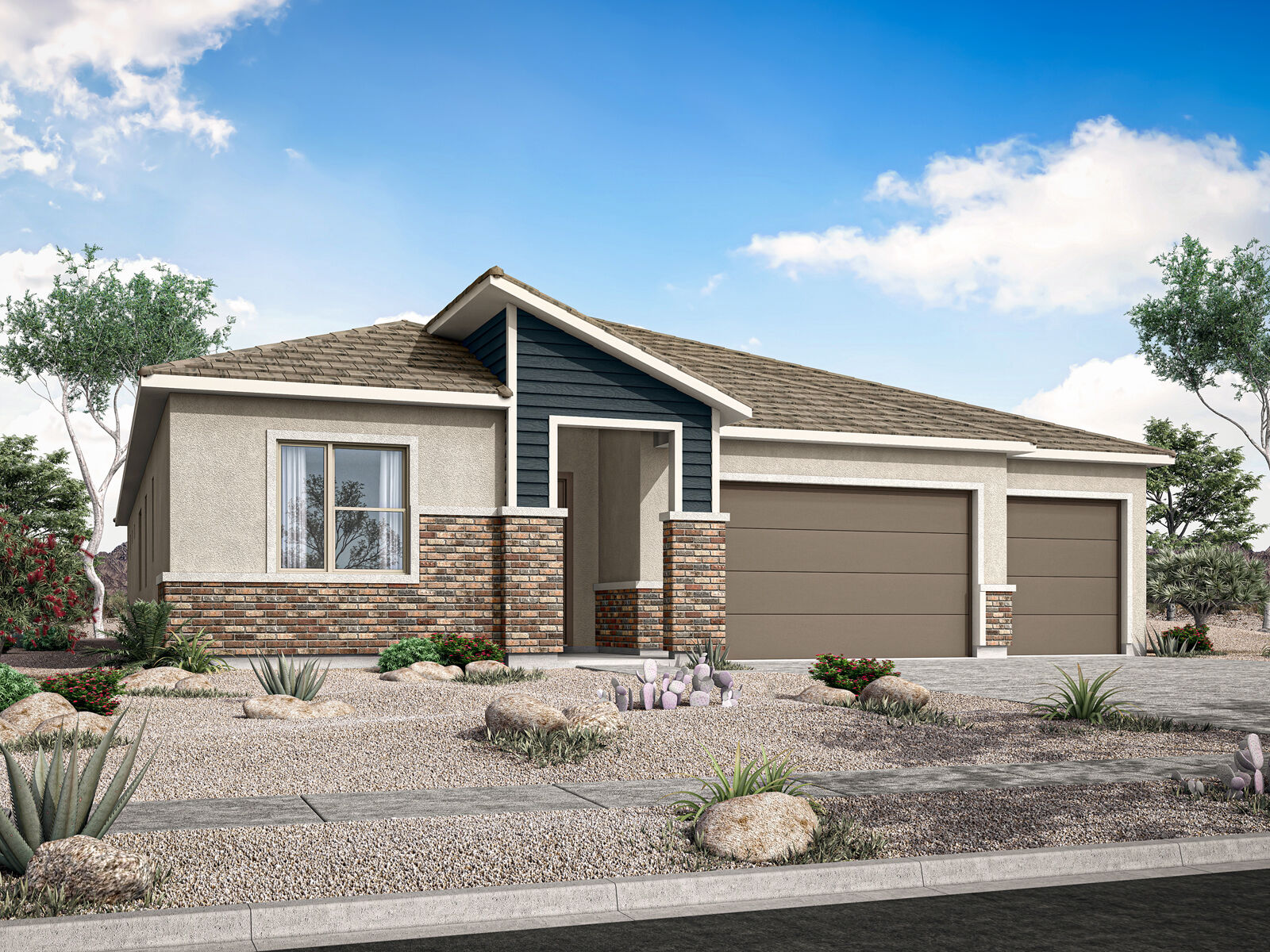  Elevation Front with garage, window and exterior stone