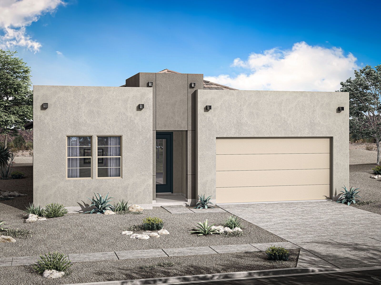  Elevation Front with window, garage and door