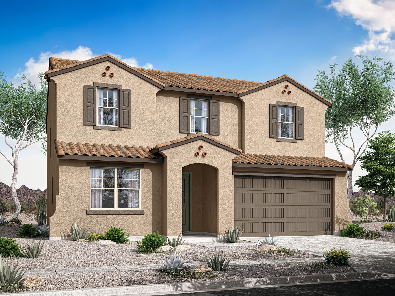Elevation Front with garage, window and door