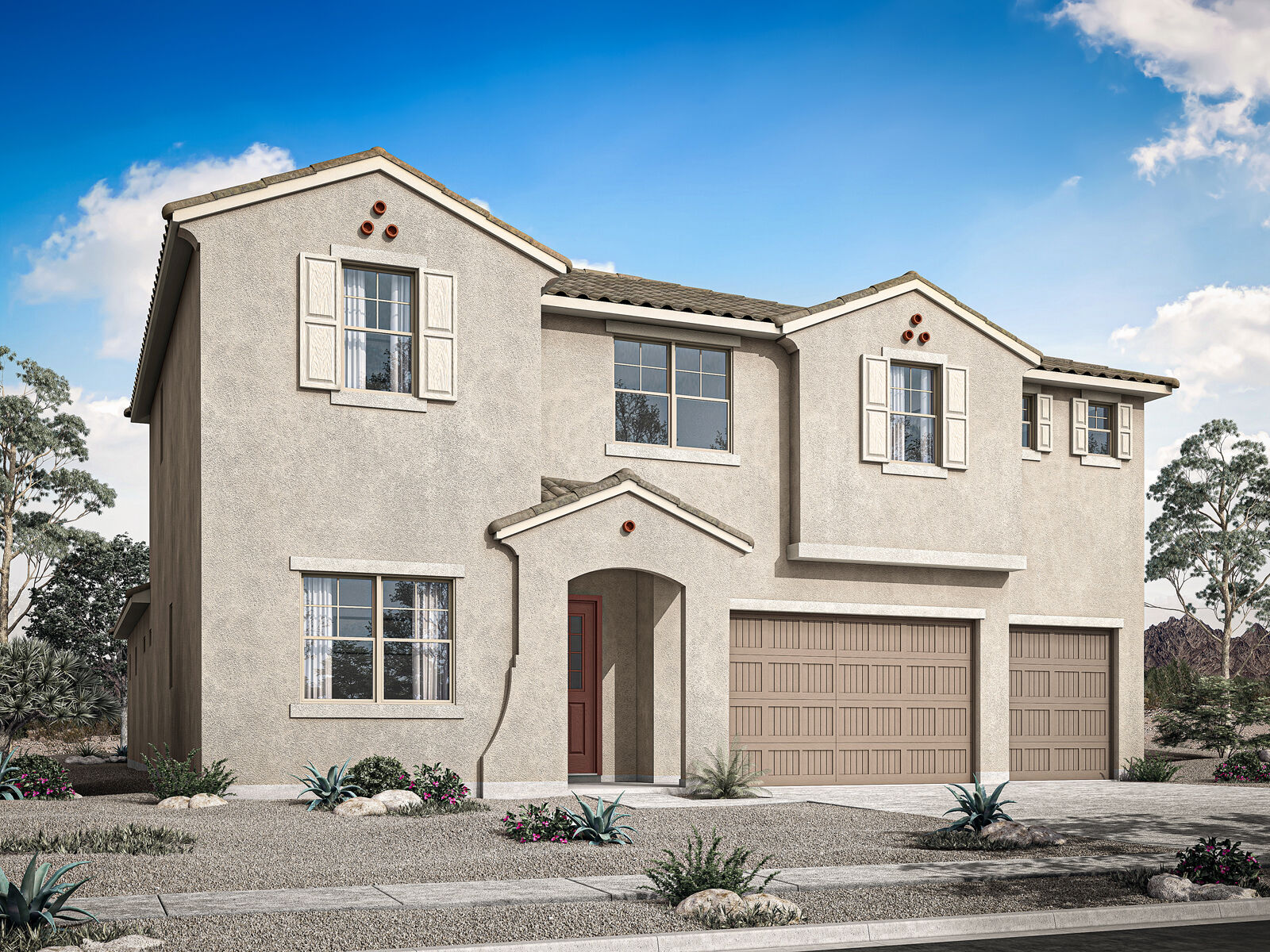  Elevation Front with window, garage and door