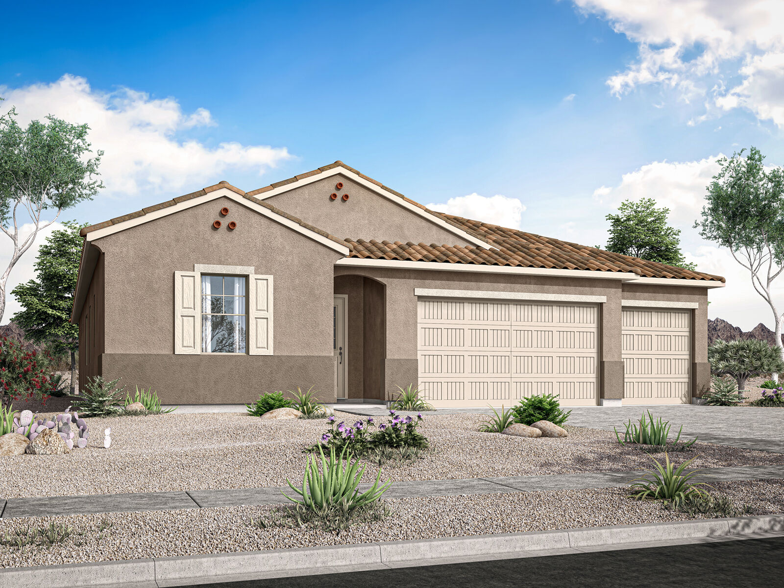 Elevation Front with garage, window and door