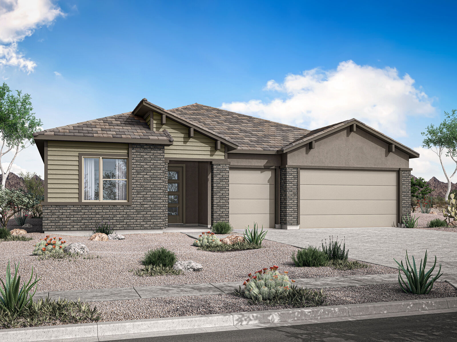  Elevation Front with garage, door and window