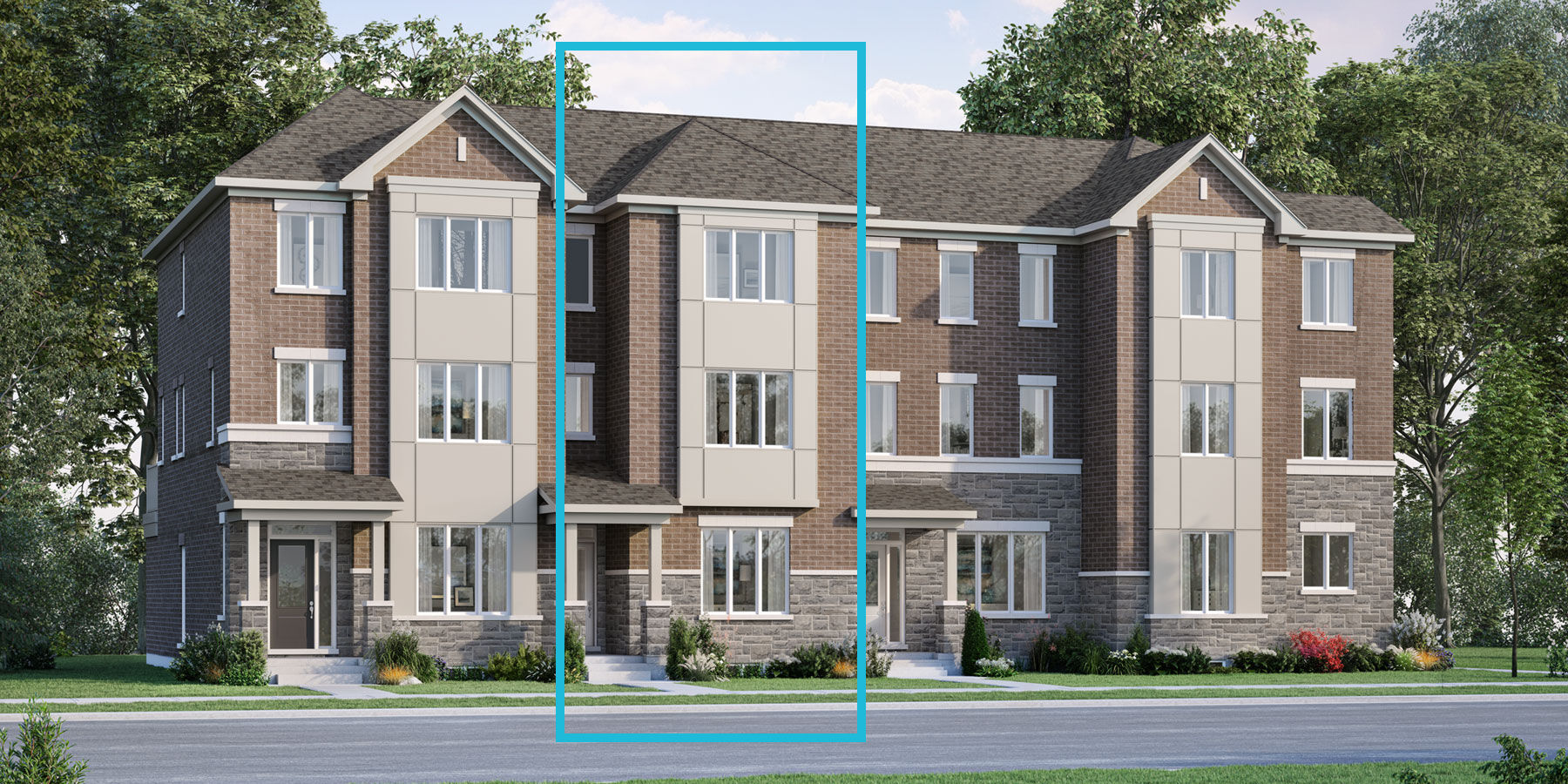  Town Homes with window, door and exterior clapboard