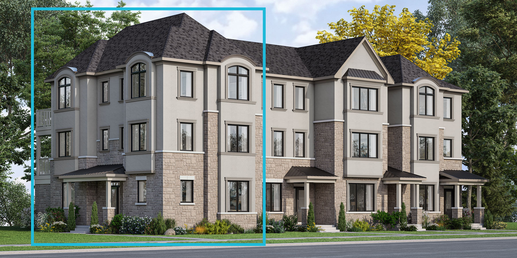  Town Homes with window and door