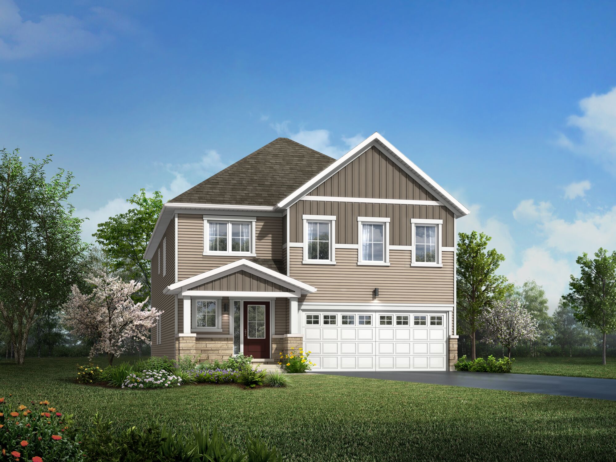  Elevation Front with garage, window and door