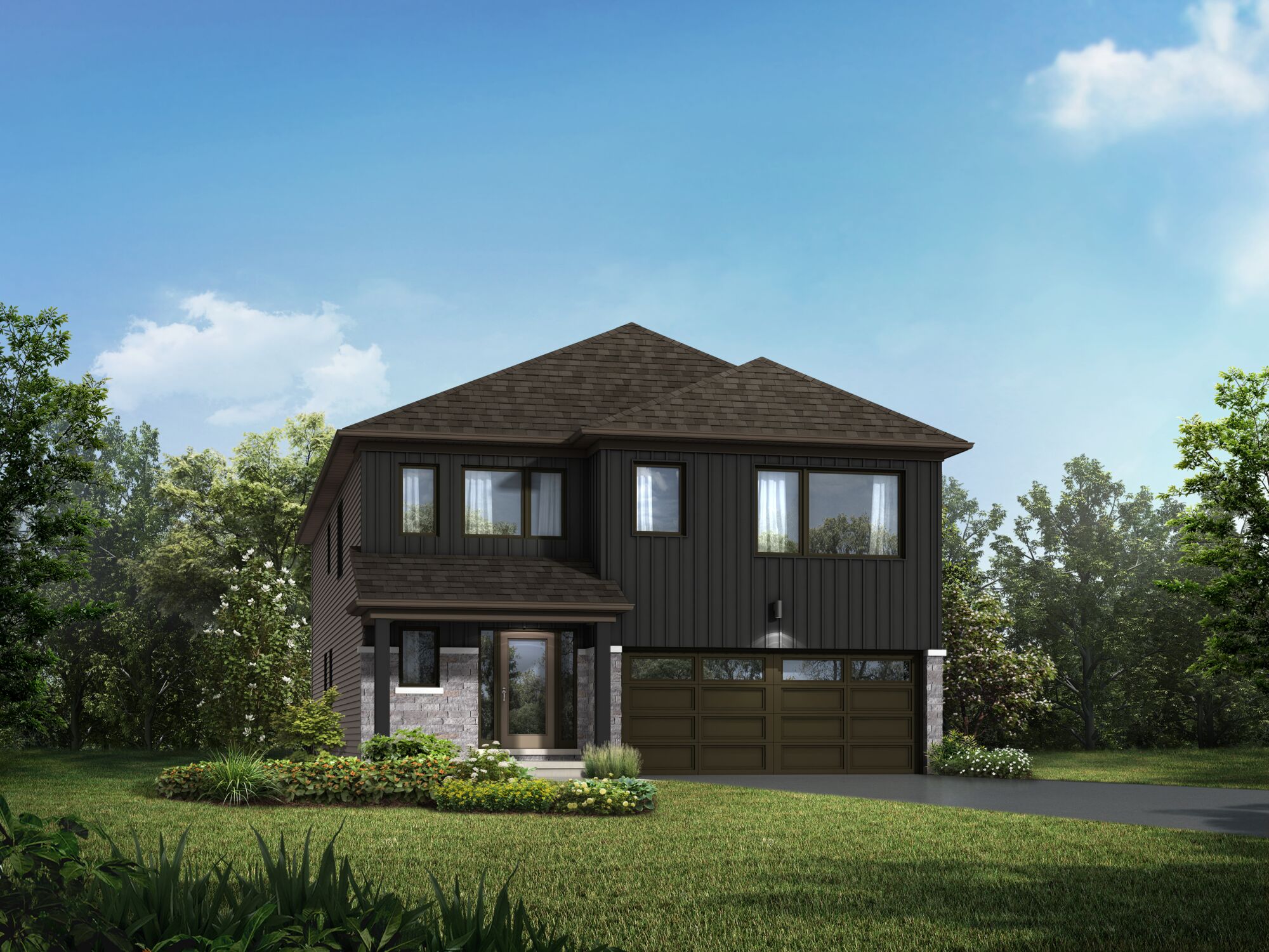  Elevation Front with garage, door and window