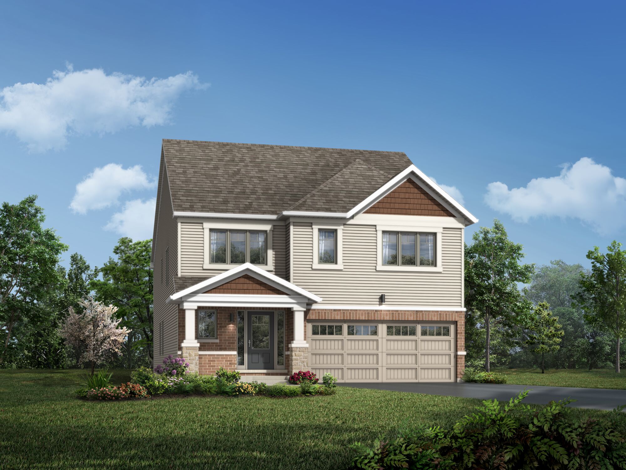  Elevation Front with garage, door and window