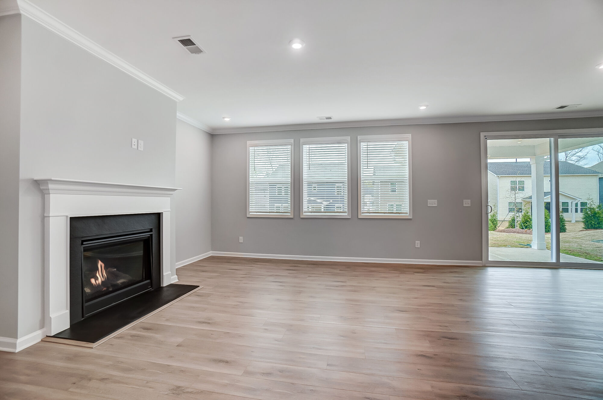 Great room with door to covered veranda