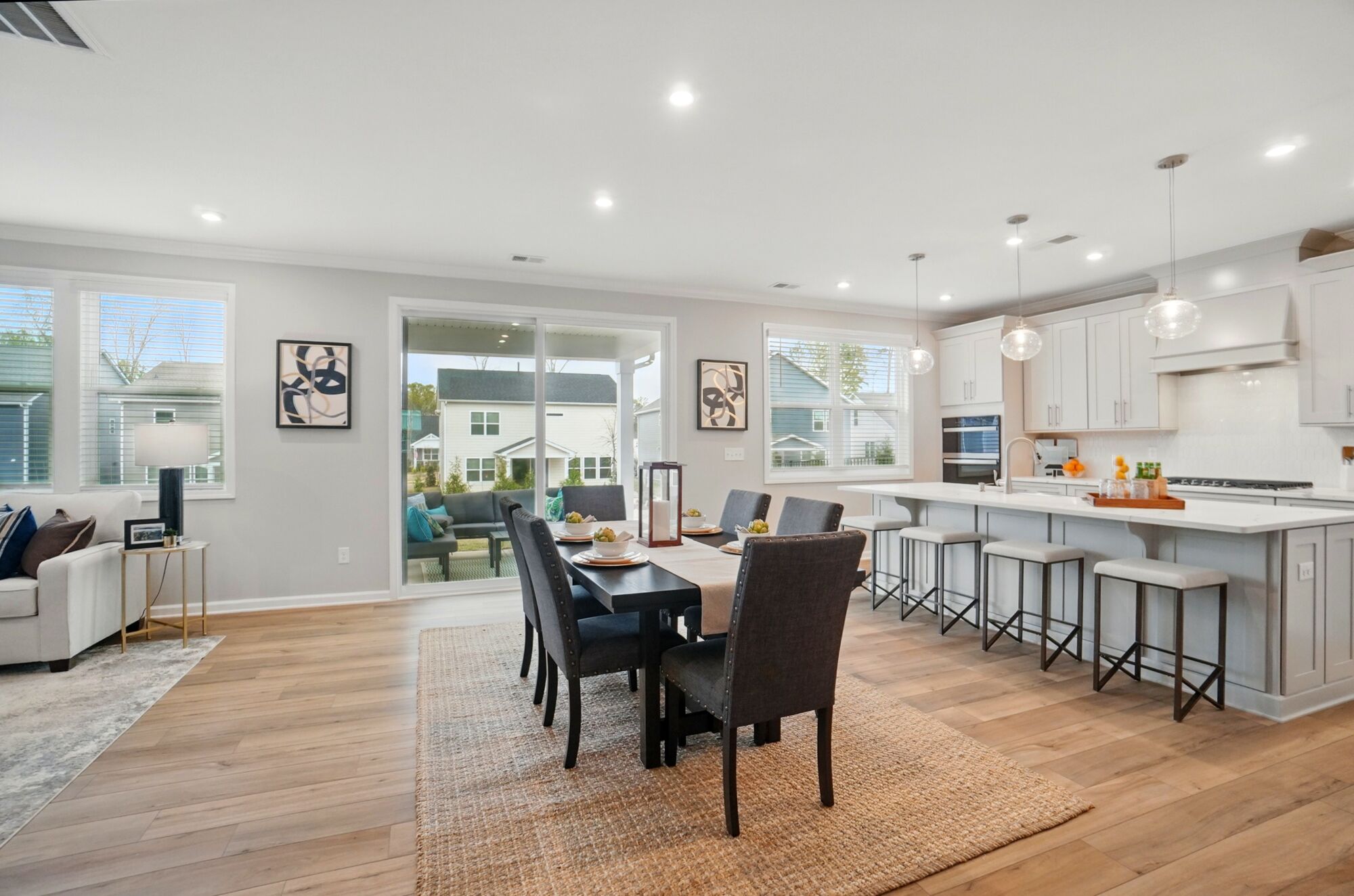 Dining area with door to covered veranda