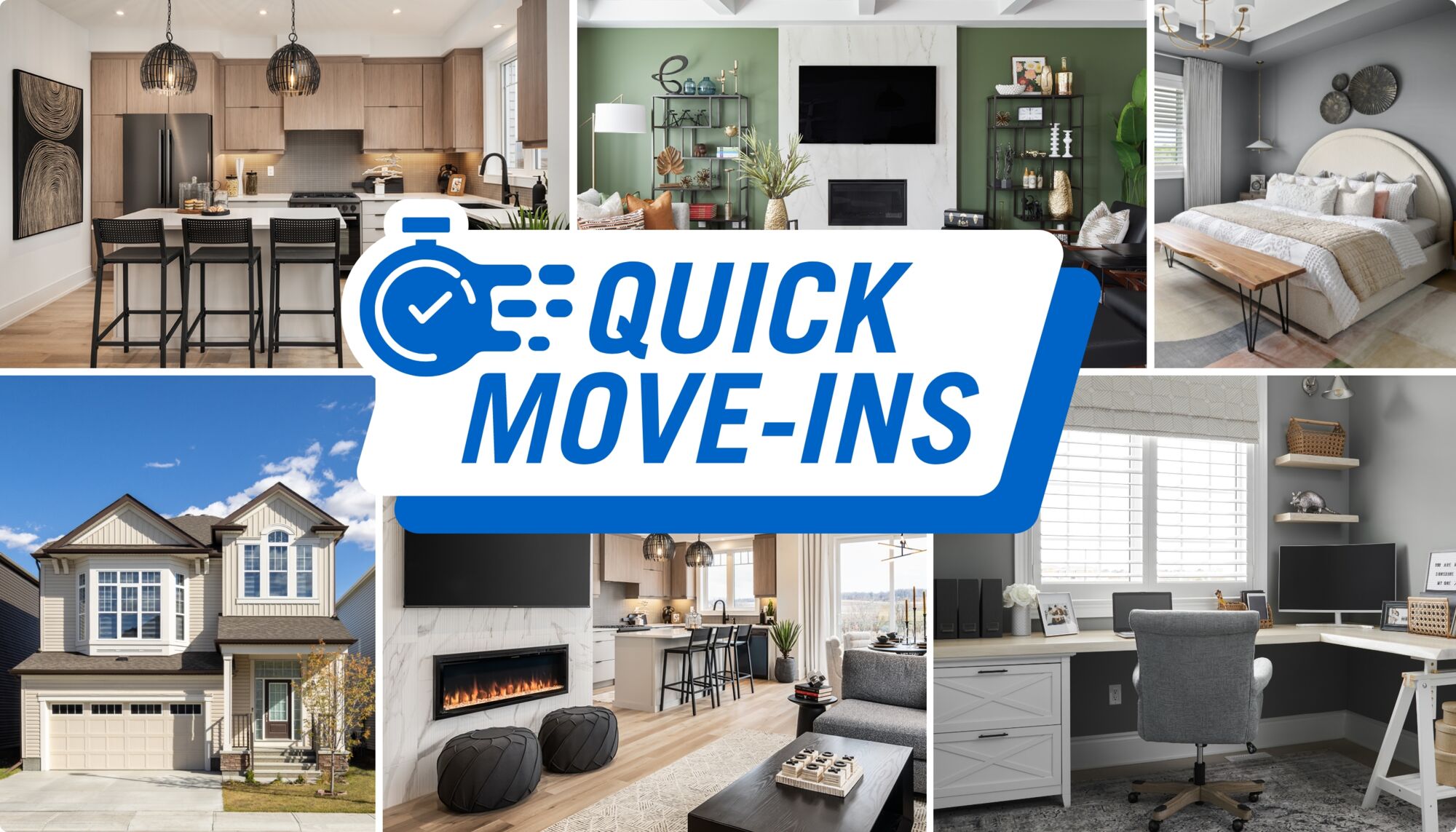 Quick Move-Ins with interior and exterior home imagery