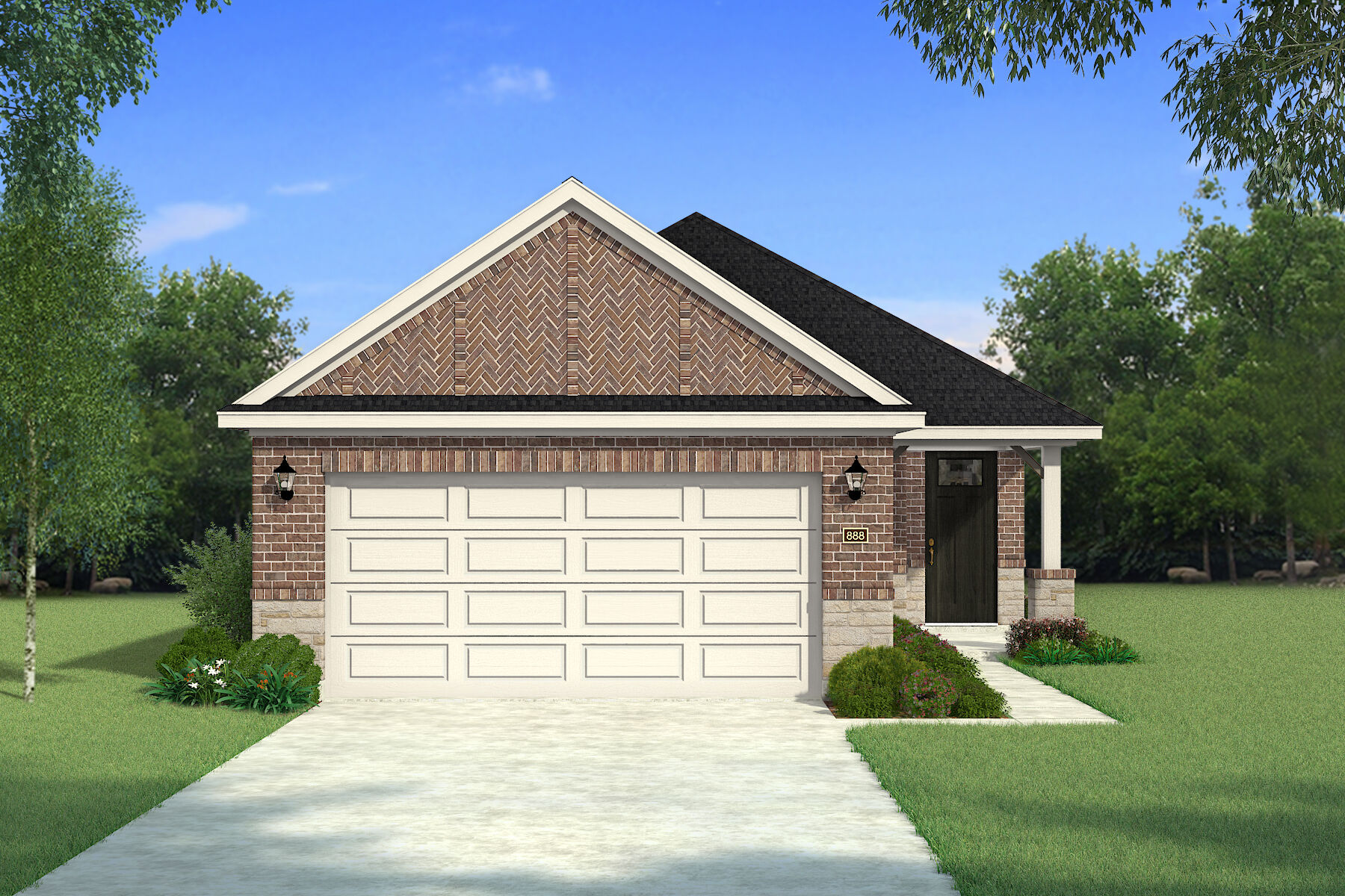  Elevation Front with garage and door