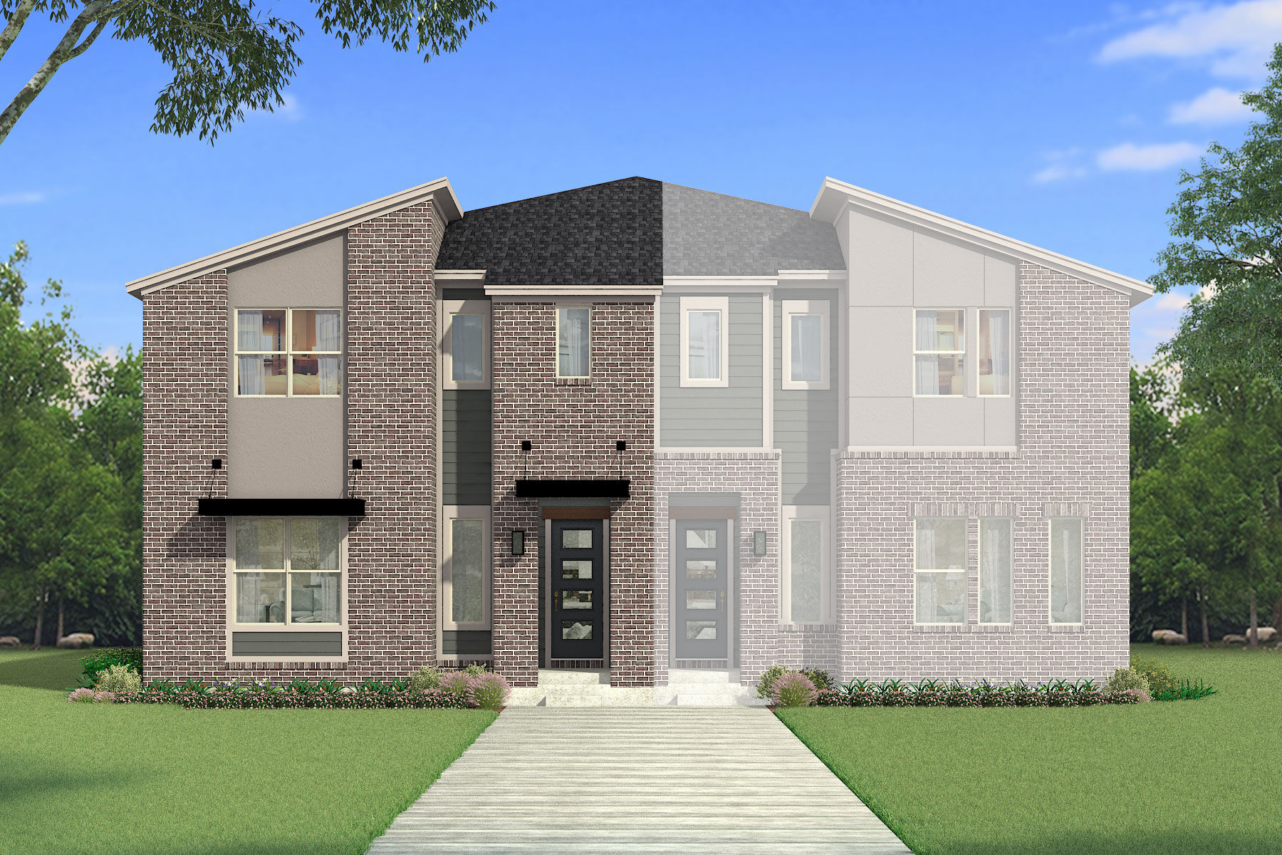  Town Homes with window and door