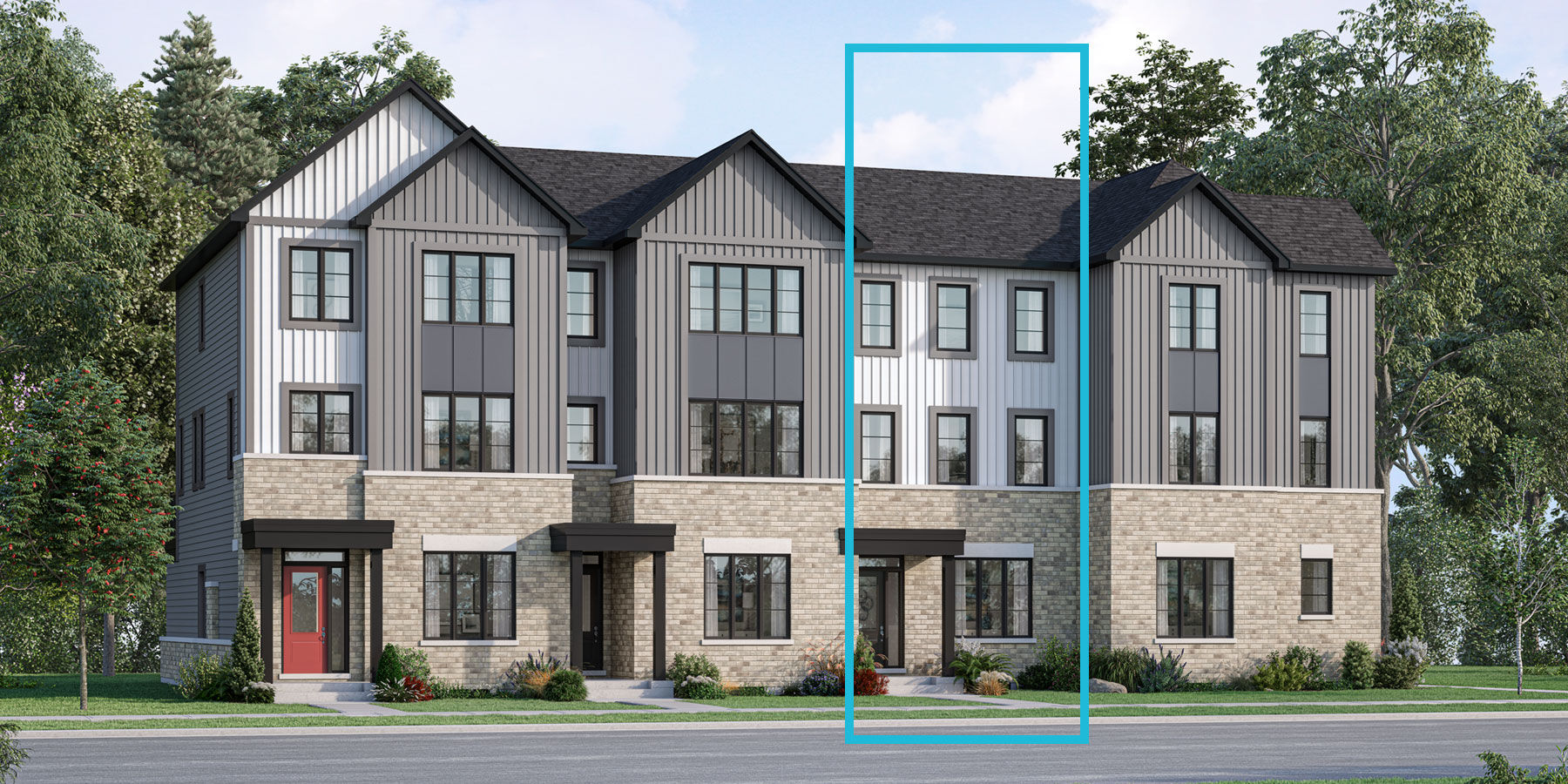 Town Homes with window, door and exterior brick
