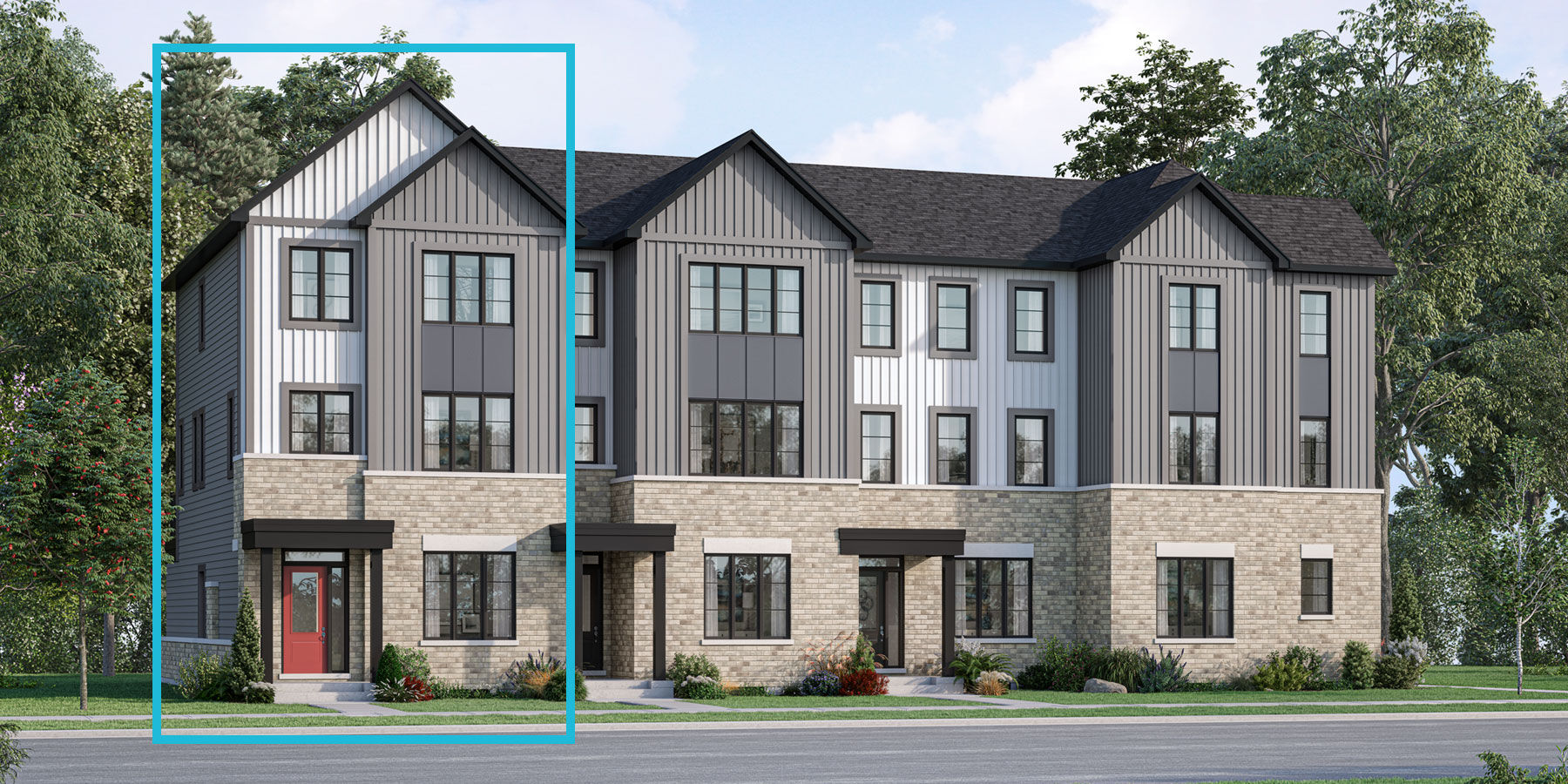  Town Homes with window, door and exterior brick