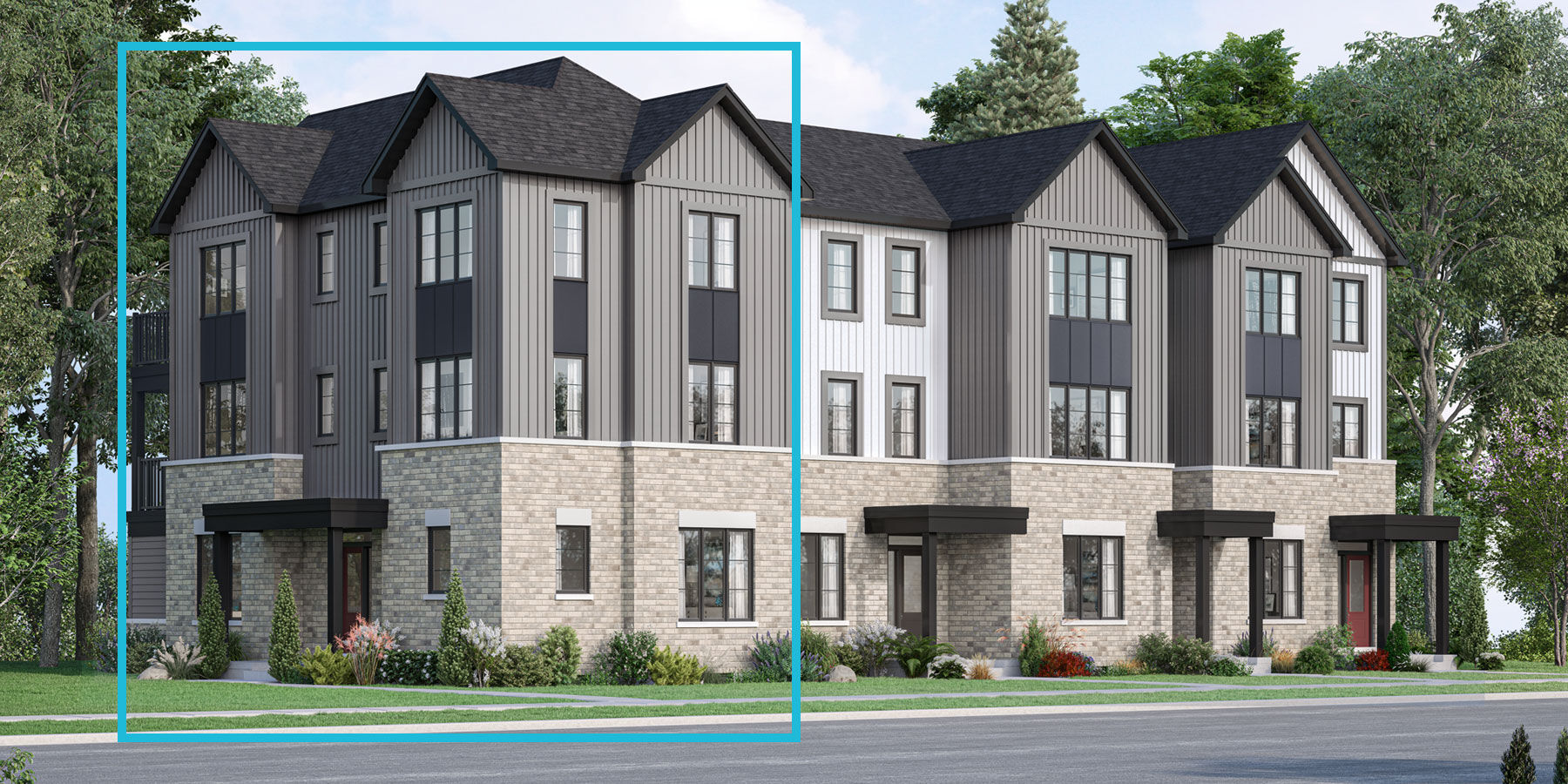 Town Homes with window, exterior stone, exterior brick and door