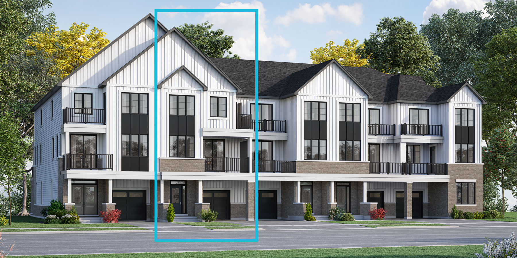  Town Homes with garage, door and window