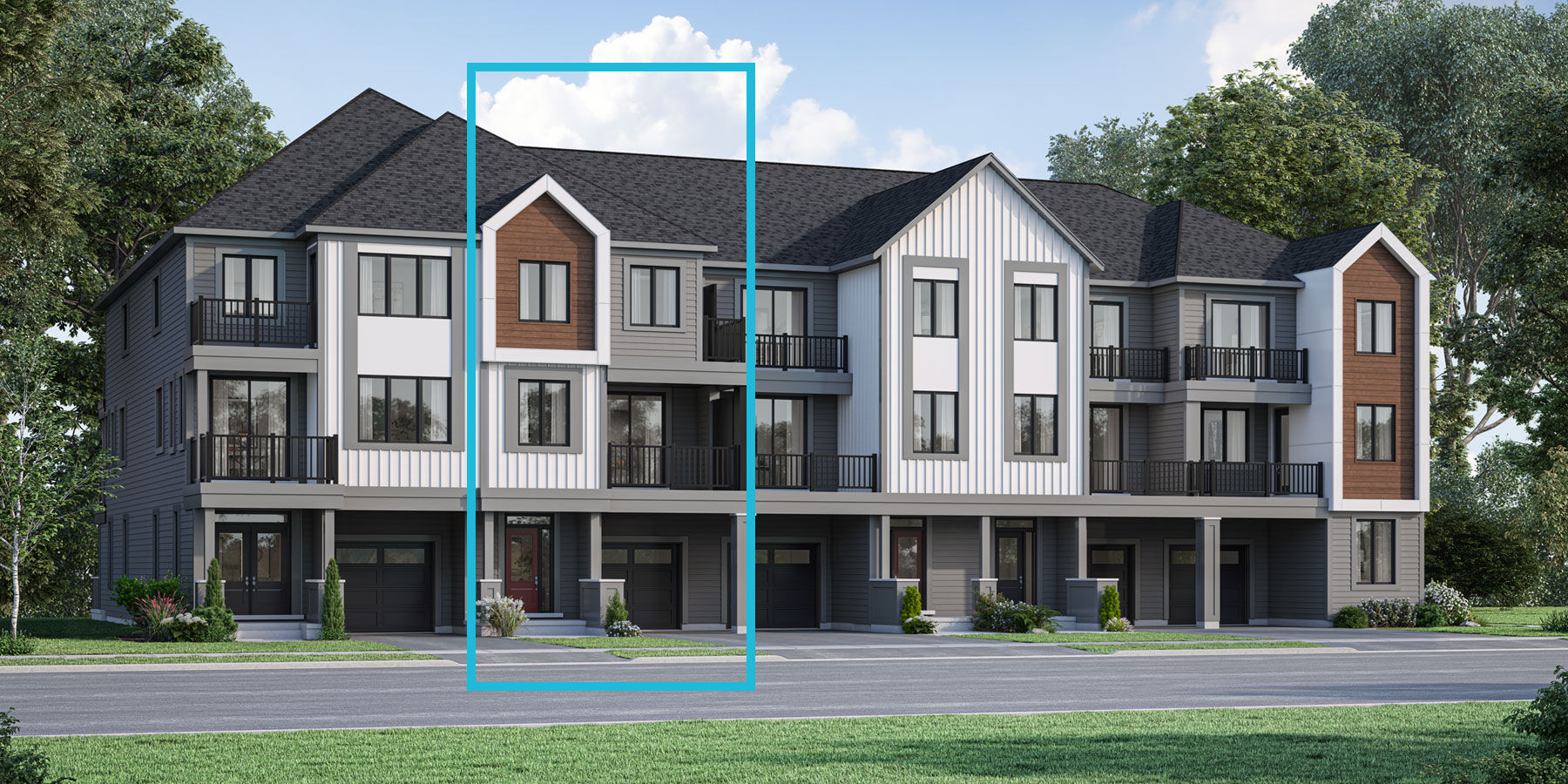  Town Homes with garage, door and window