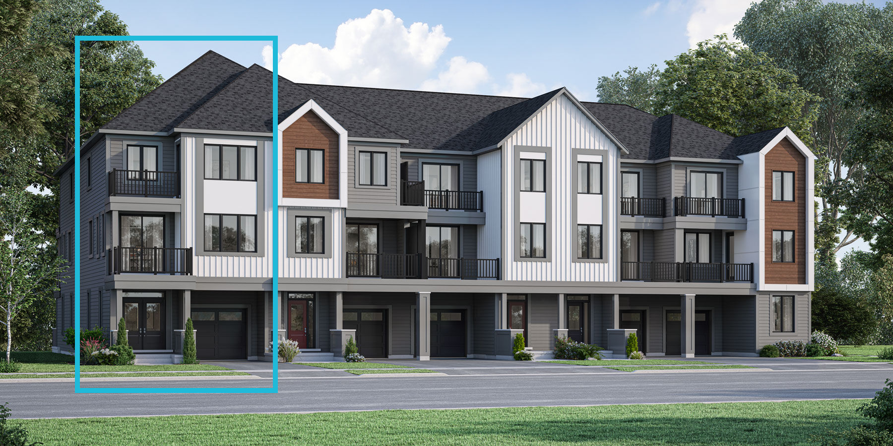  Town Homes with garage, door and window