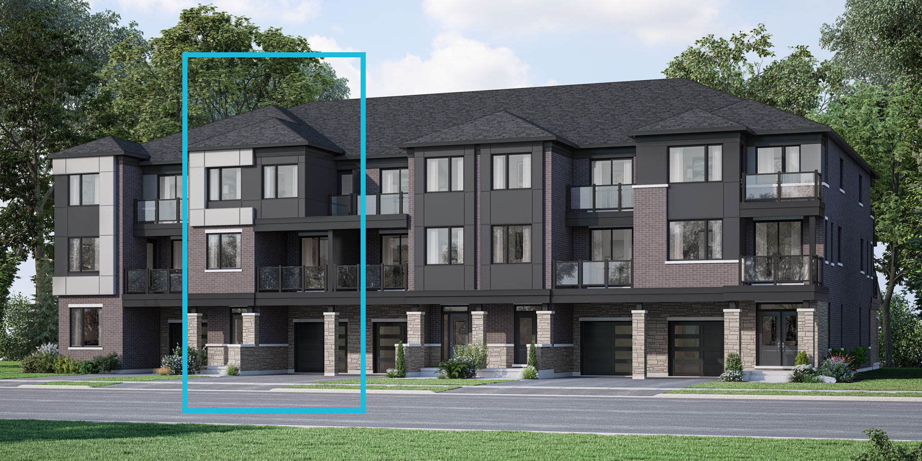  Town Homes with window, garage and door