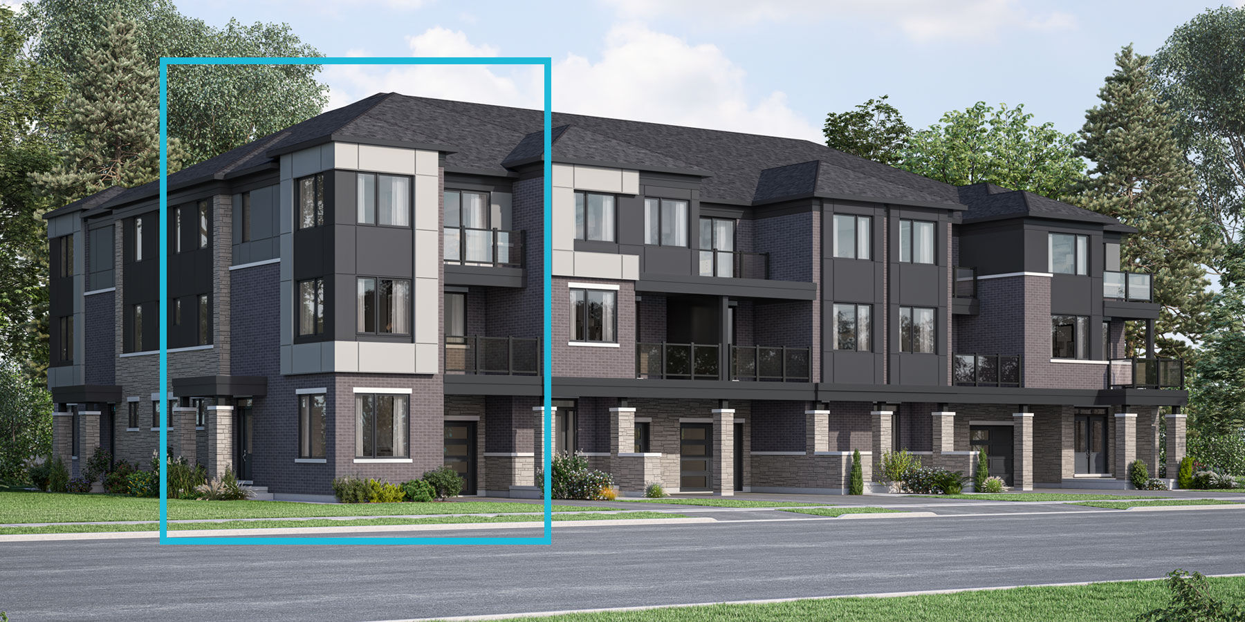  Town Homes with window, door, garage and exterior brick