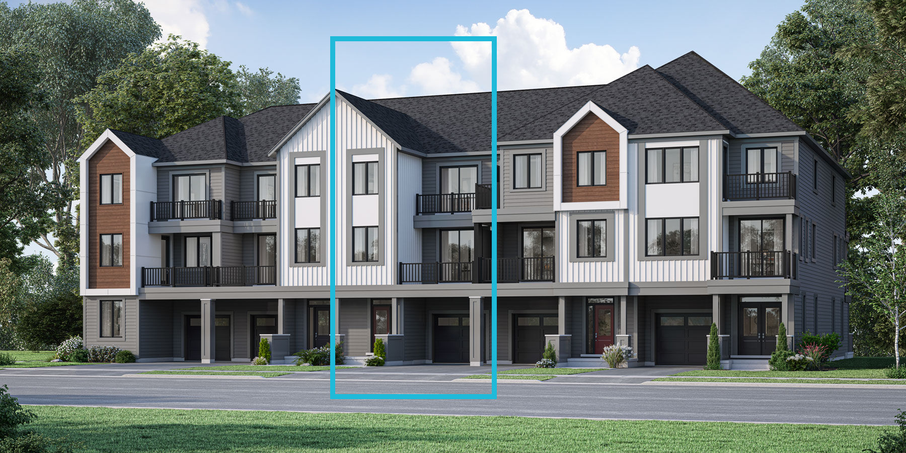  Town Homes with garage, door and window