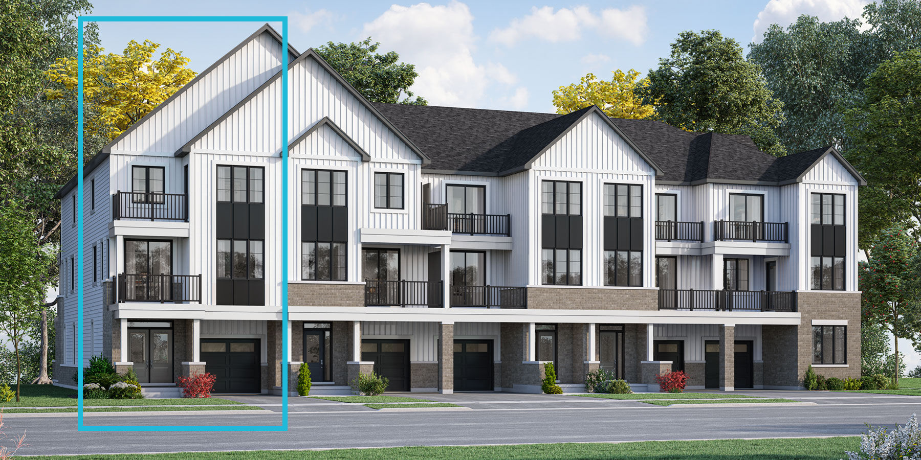  Town Homes with garage, door and window
