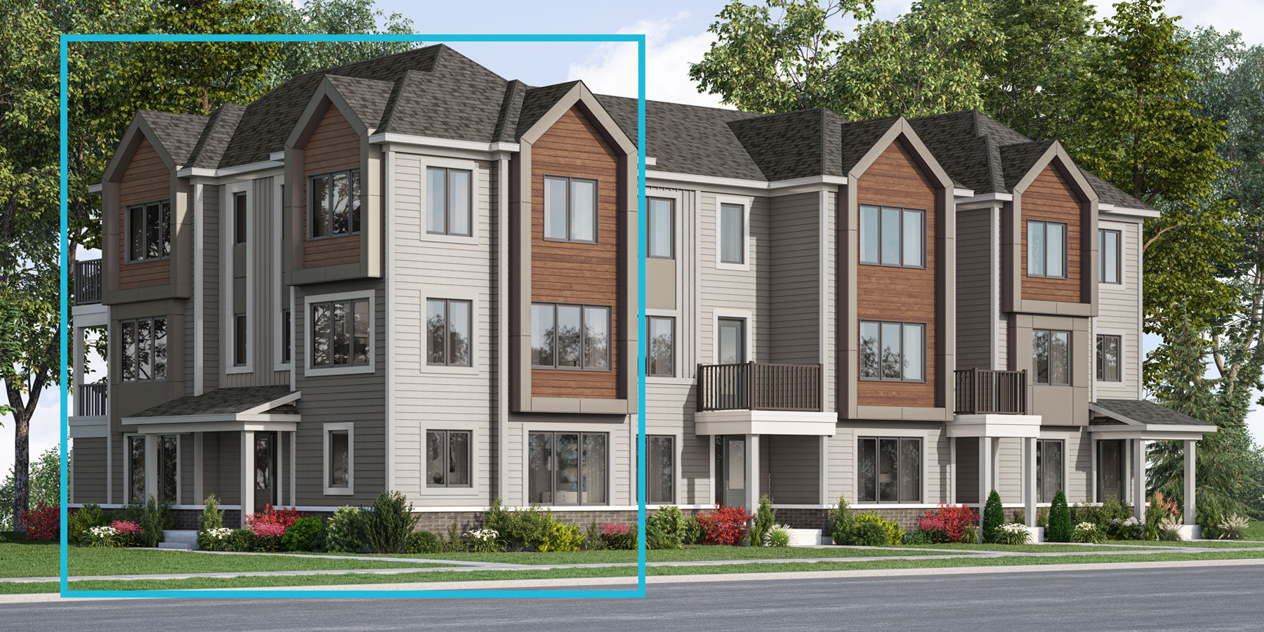  Town Homes with window, door and exterior clapboard