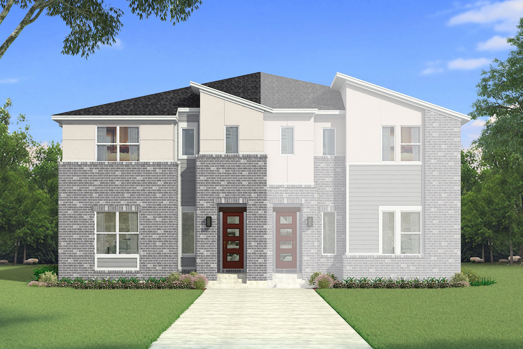  Elevation Front with window, exterior brick and door