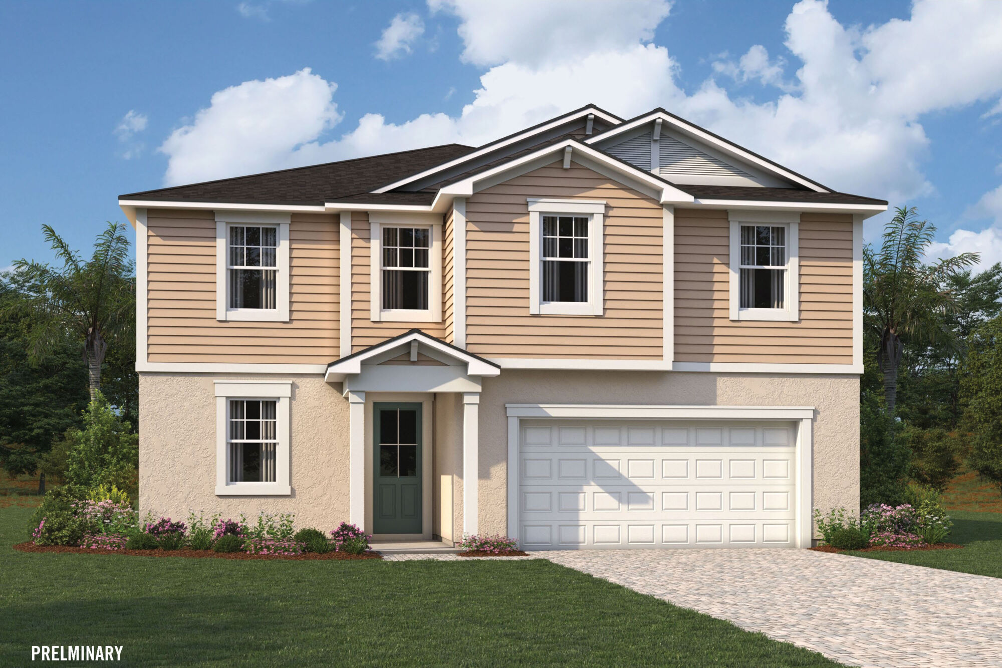  Elevation Front with garage, window and door