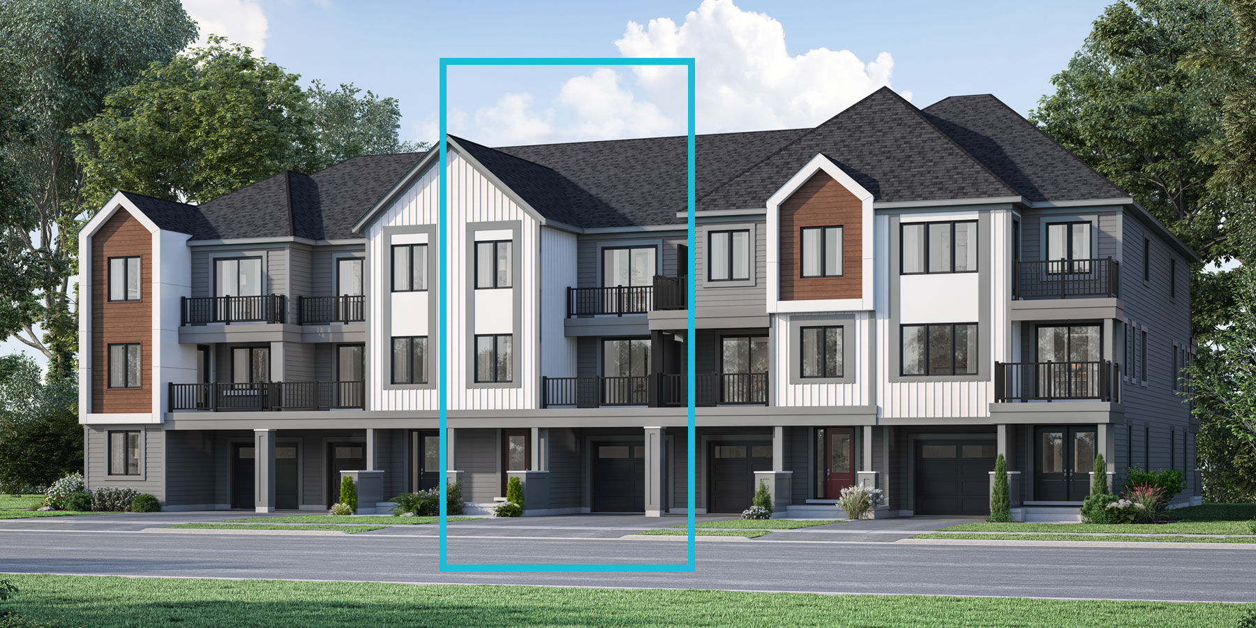  Town Homes with garage, door and window