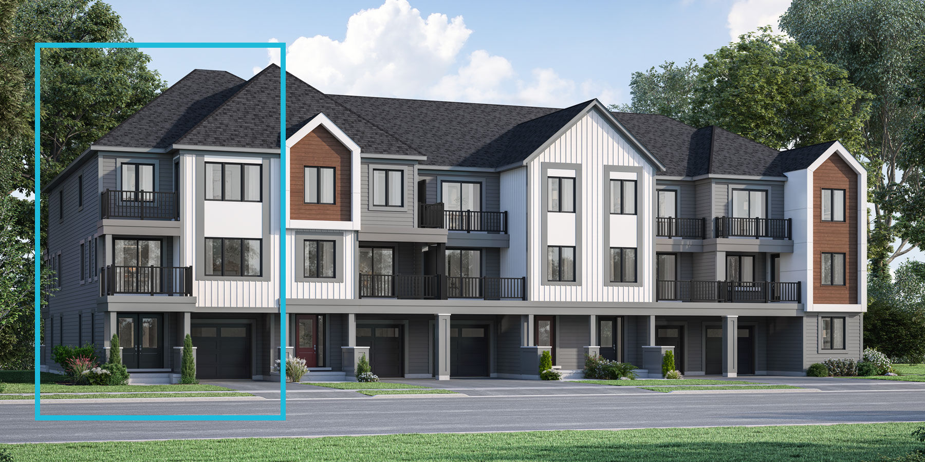  Town Homes with garage, door and window
