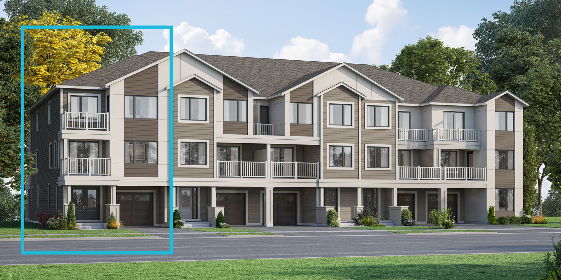  Town Homes with garage, window and door