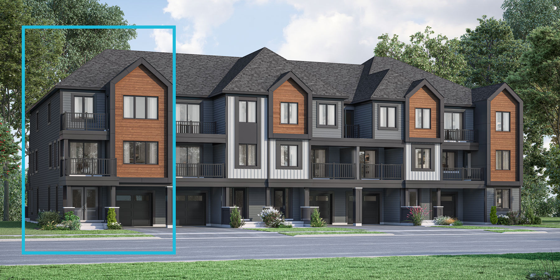  Town Homes with garage, window and door
