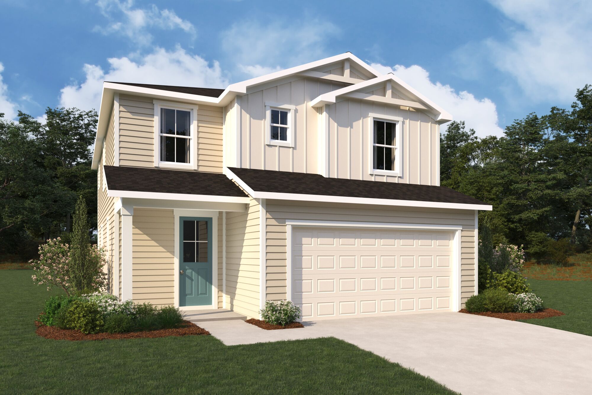  Elevation Front with garage, window and door