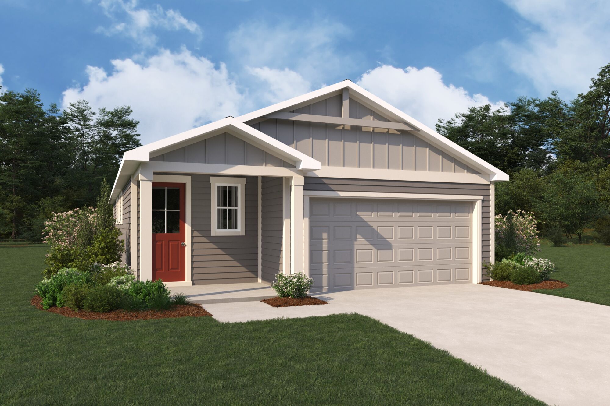  Elevation Front with garage, door and window