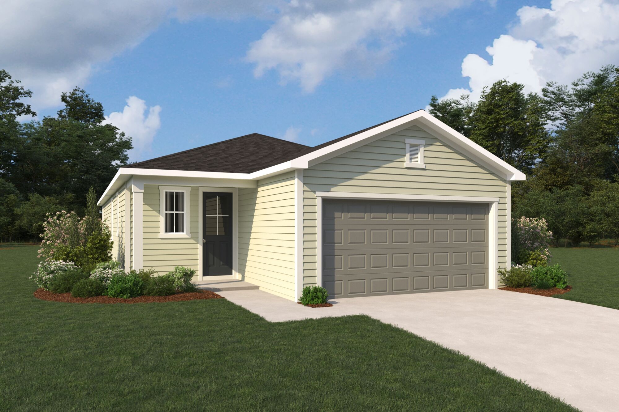  Elevation Front with garage, door and window