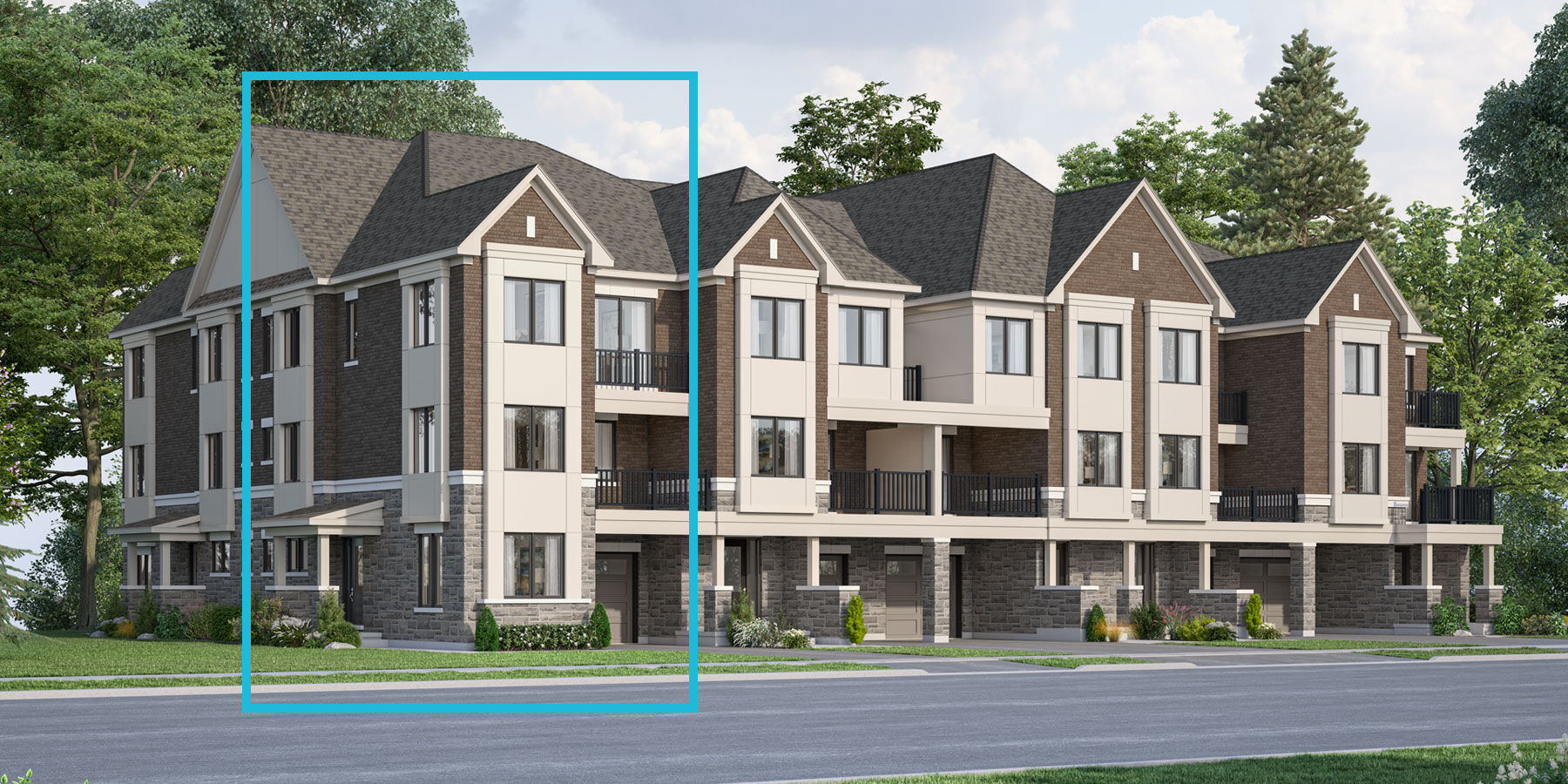  Town Homes with window, door and garage
