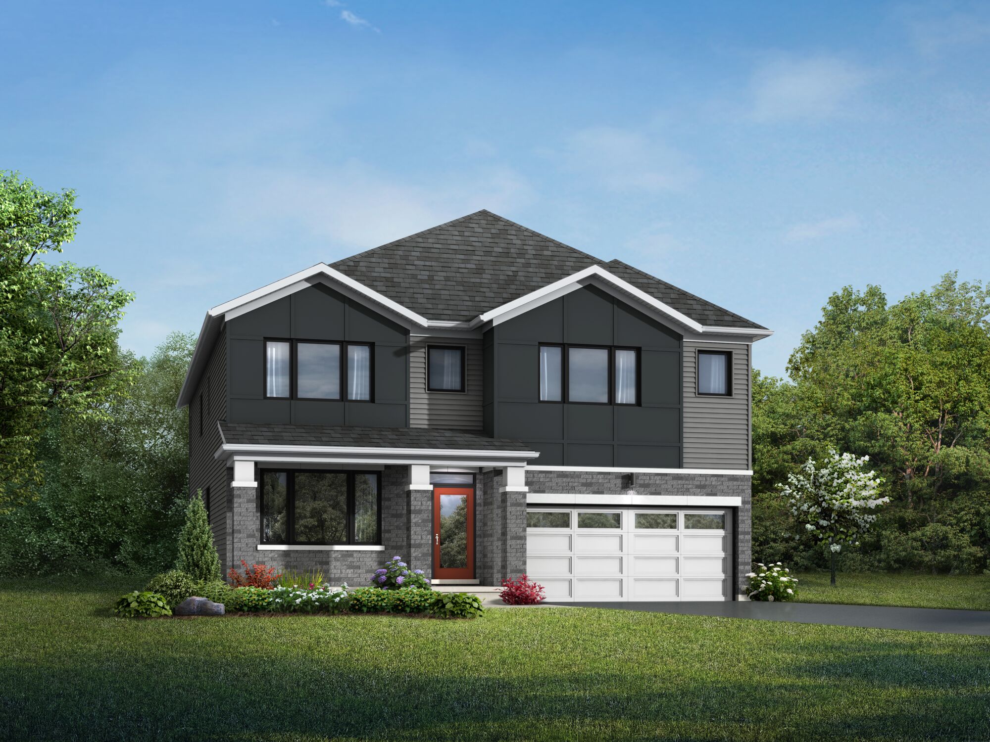  Elevation Front with garage, door and window