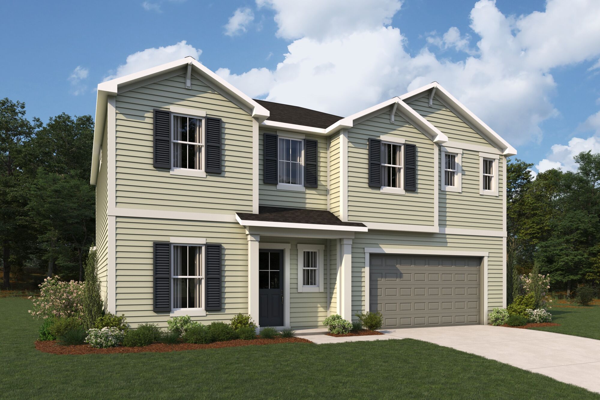  Elevation Front with window, garage and door