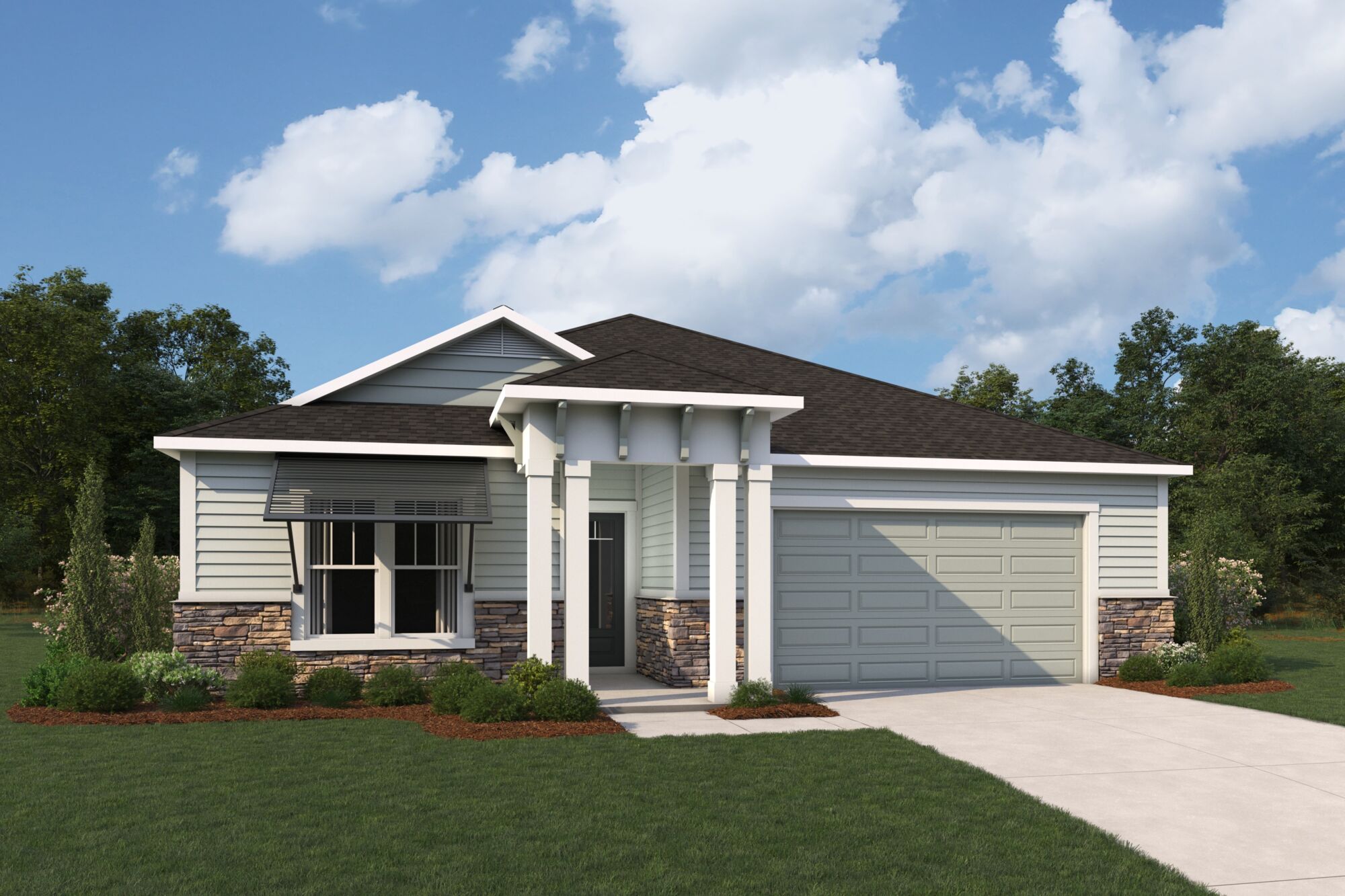 Elevation Front with garage, window and door