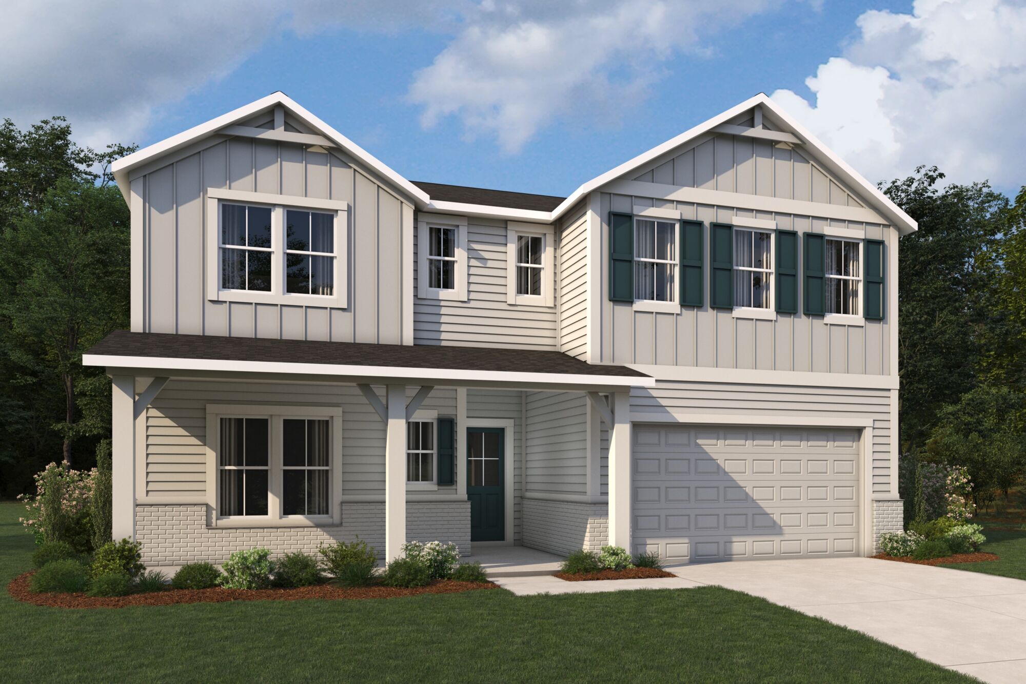  Elevation Front with garage, window and door