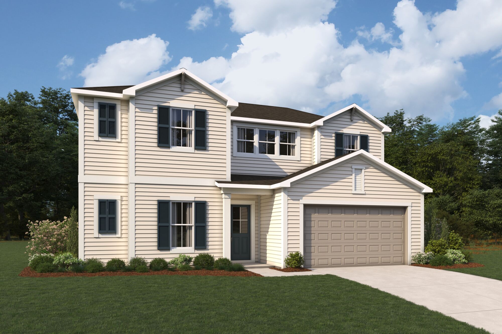  Elevation Front with garage, window and door