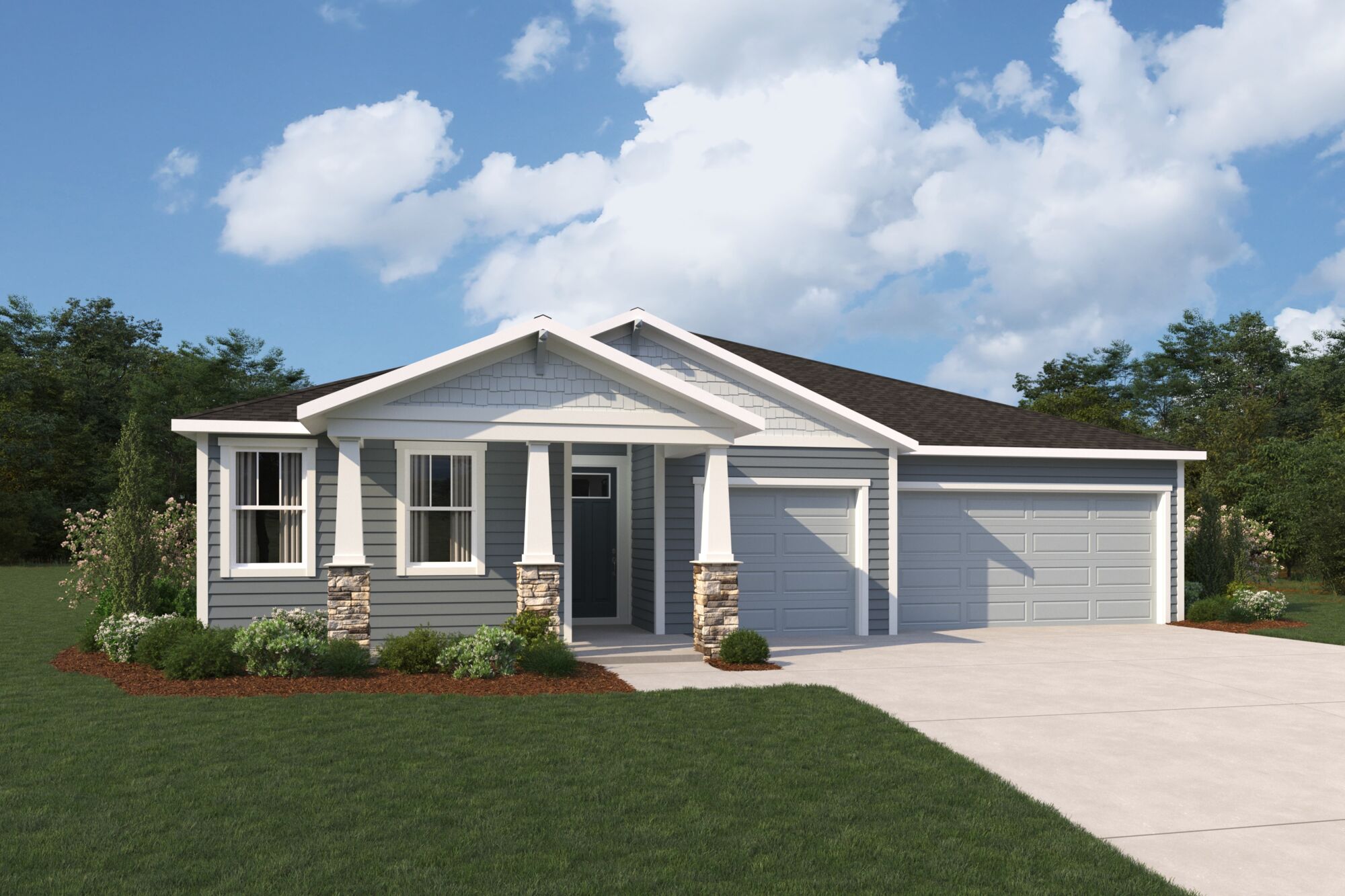  Elevation Front with window, garage and door