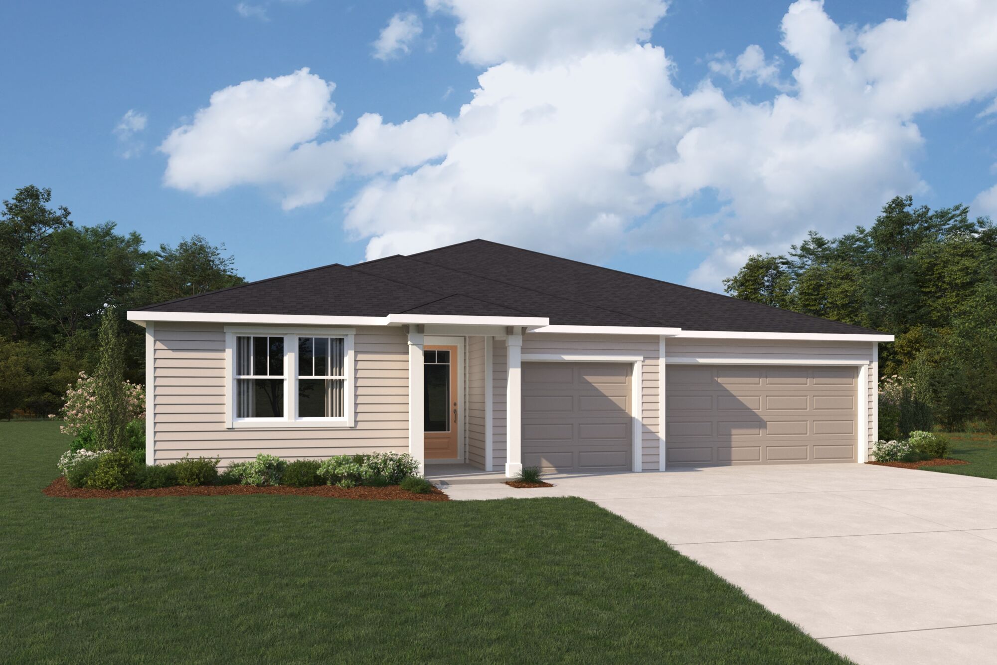  Elevation Front with garage, window and door