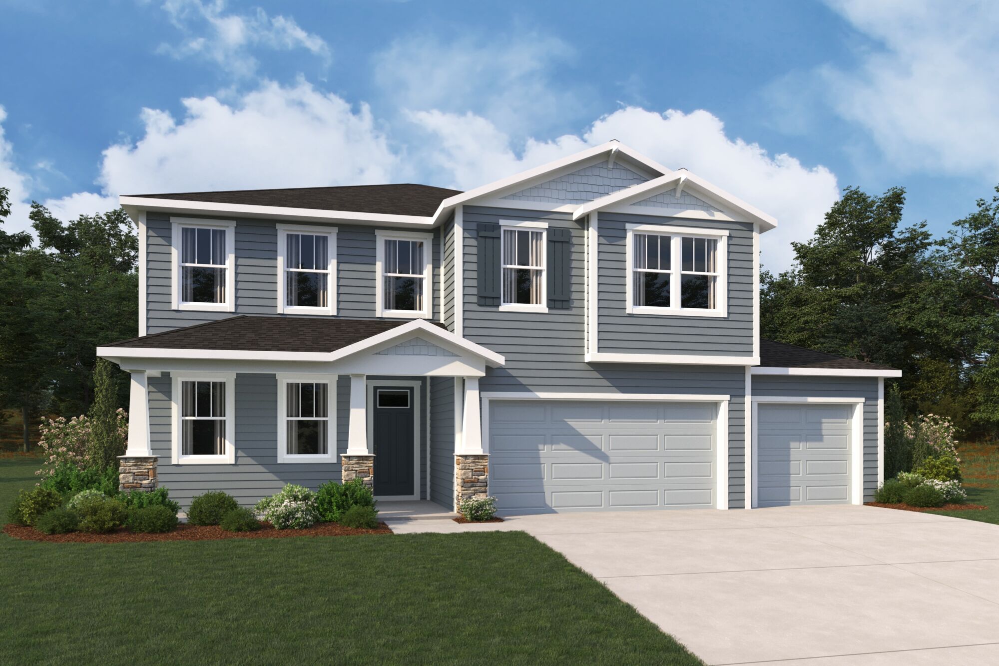  Elevation Front with window, garage and door