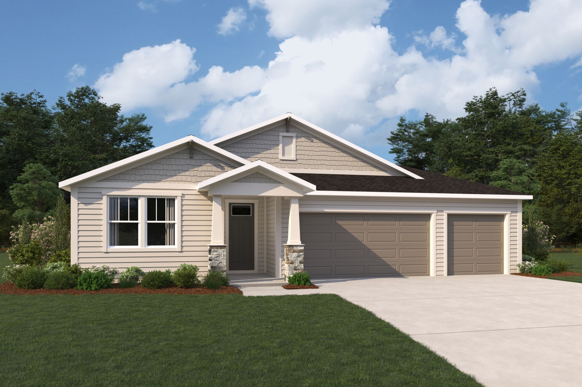  Elevation Front with garage, door and window