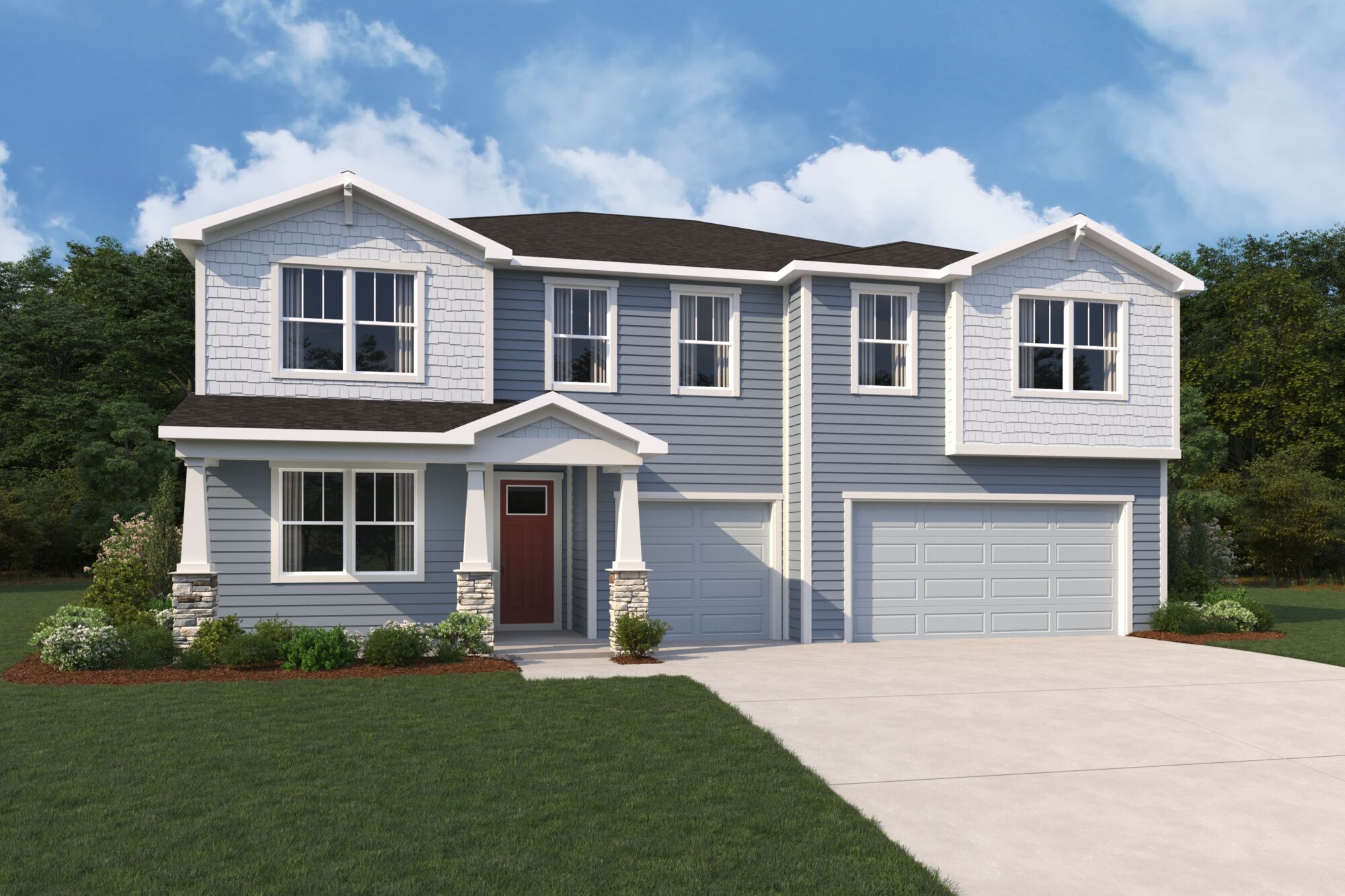 craftsman style exterior home image rendering
