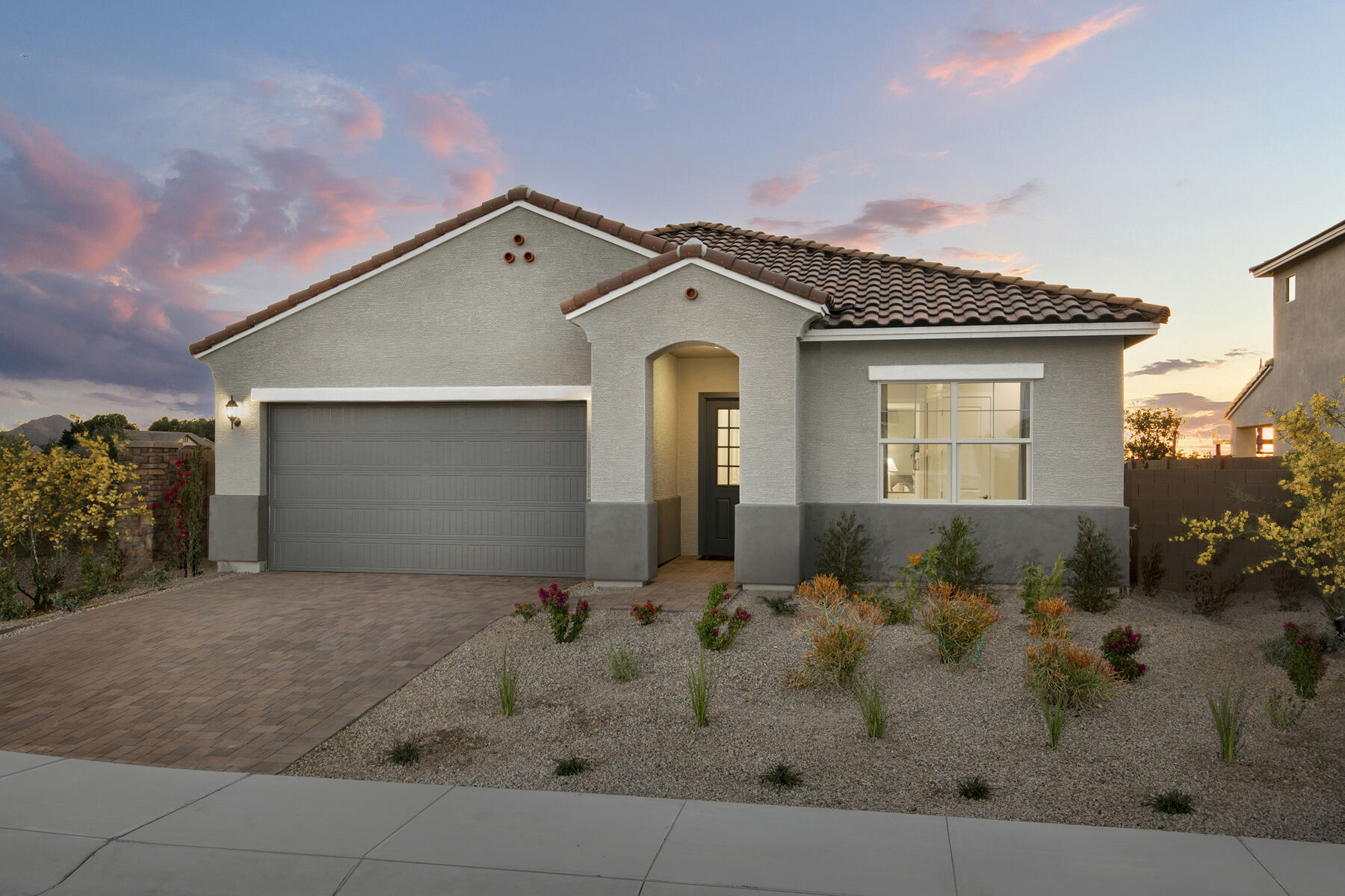 Elevation Front with garage, window and door
